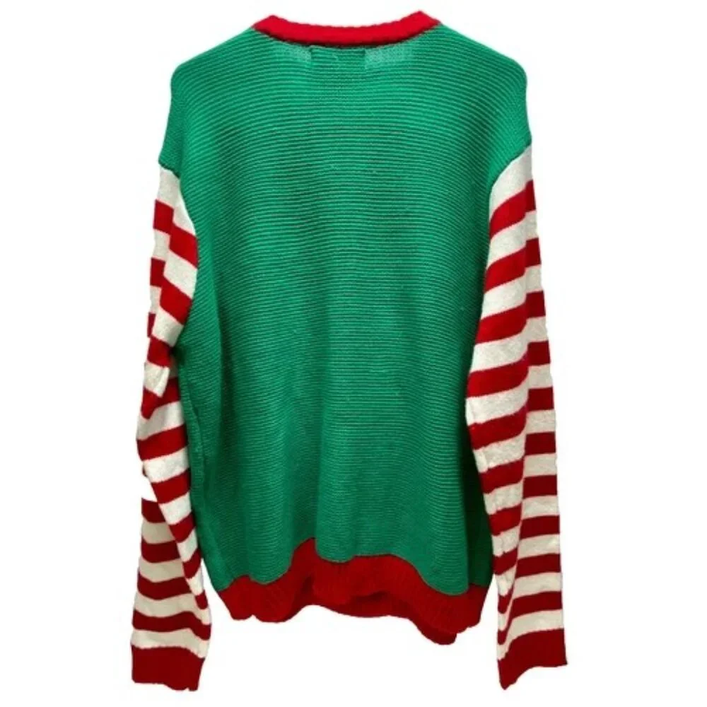 33 Degrees Christmas Sweater Men's XL Multicolor + Giraffe Scarf Beverage Pocket